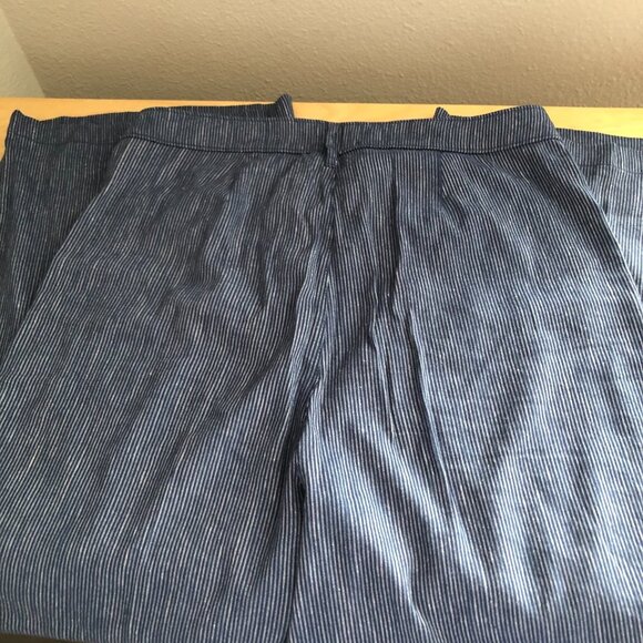 NYDJ Pinstripe Wide Leg Jeans Relaxed Flare Linen Blend Trousers Pants NEW - Picture 3 of 8